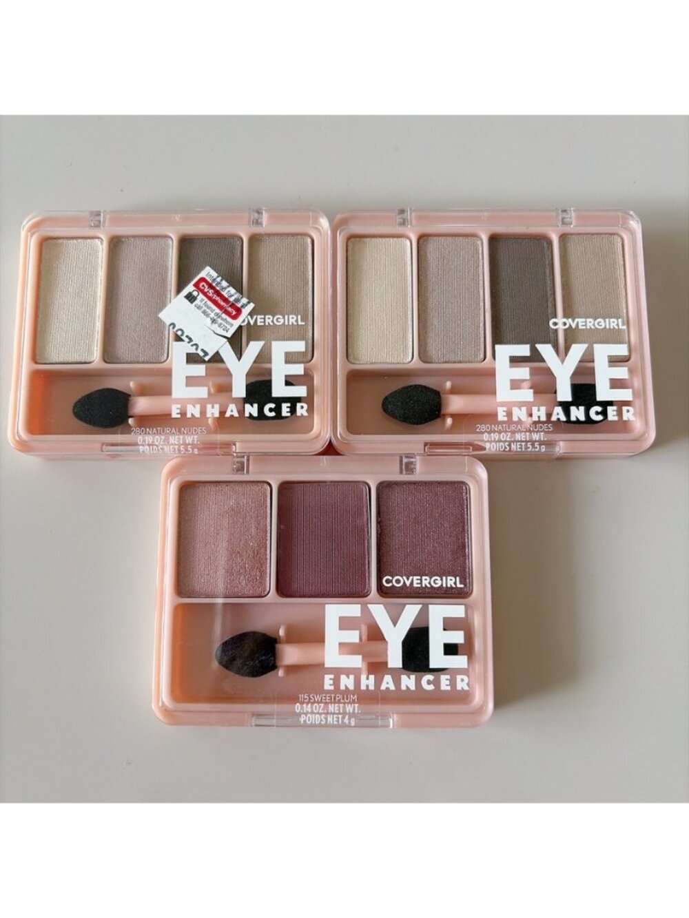 3x COVERGIRL Eye Enhancer 280 Natural Nudes & 115 Sweet Plum - New Sealed